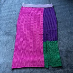 New Olivia Rubin Leandra 3XL Cable Knit Maxi Skirt XXXL Plus Size 3XL Colorblock